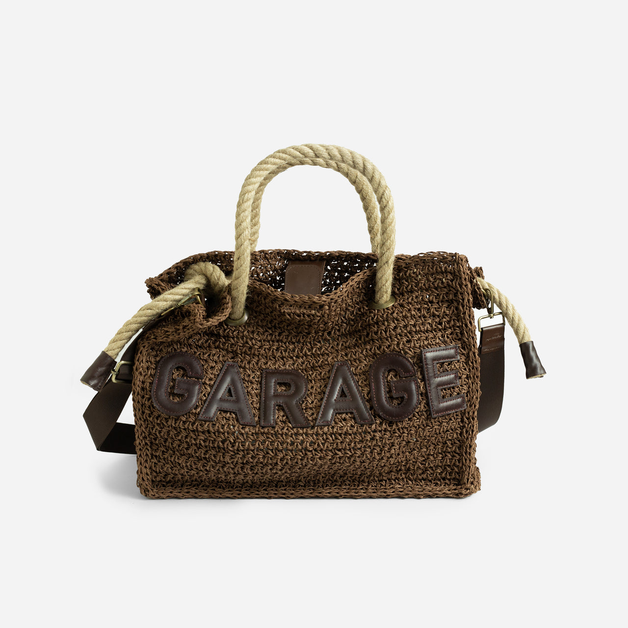 WOVEN ROPE TOTE . CHOKOLATE
