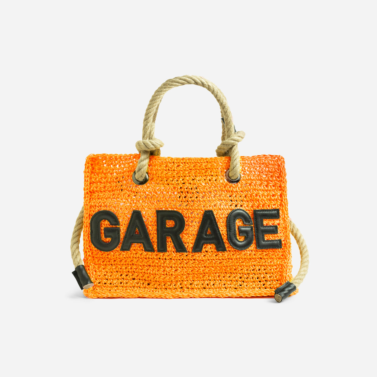 WOVEN ROPE TOTE . ORANGE