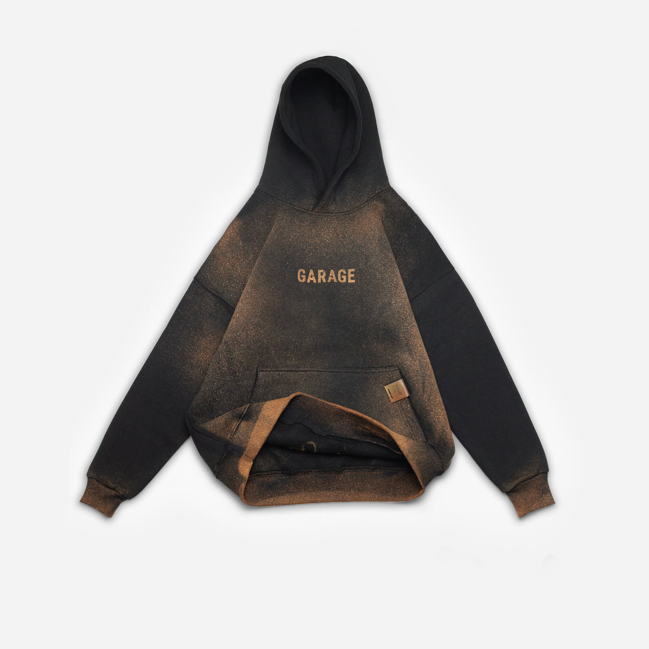 RUSTED OVERSIZED HOODIE . BLACK