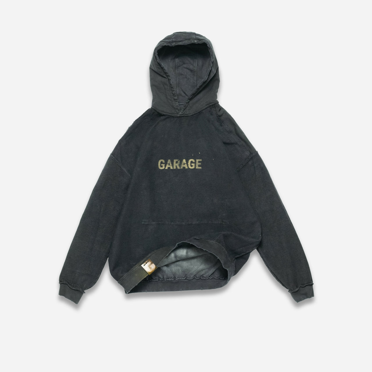 DOUBLE SIDES DIRTY HOODIE. COAL