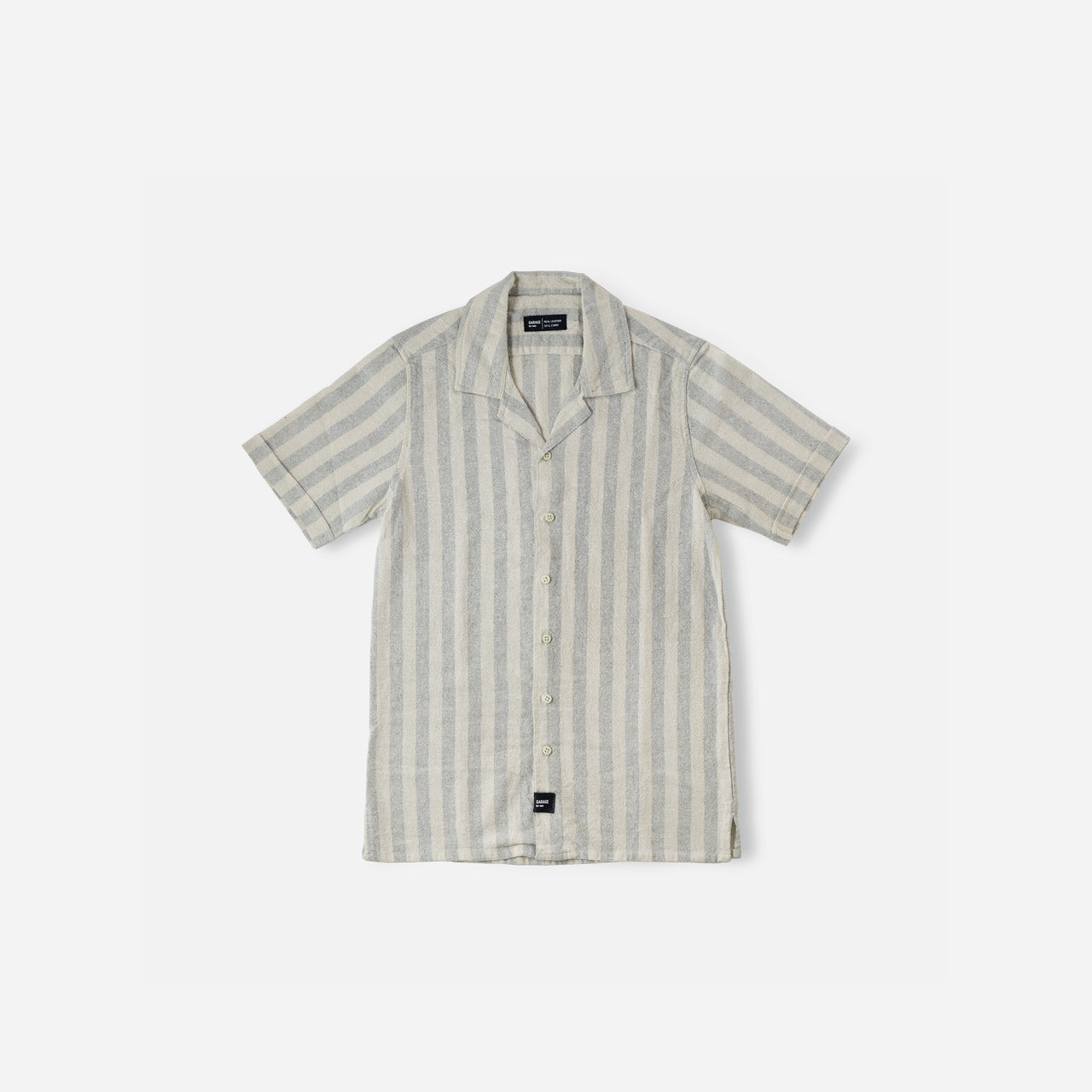 LINEN SHORT SLEEVE SHIRT . CYAN STRIPES