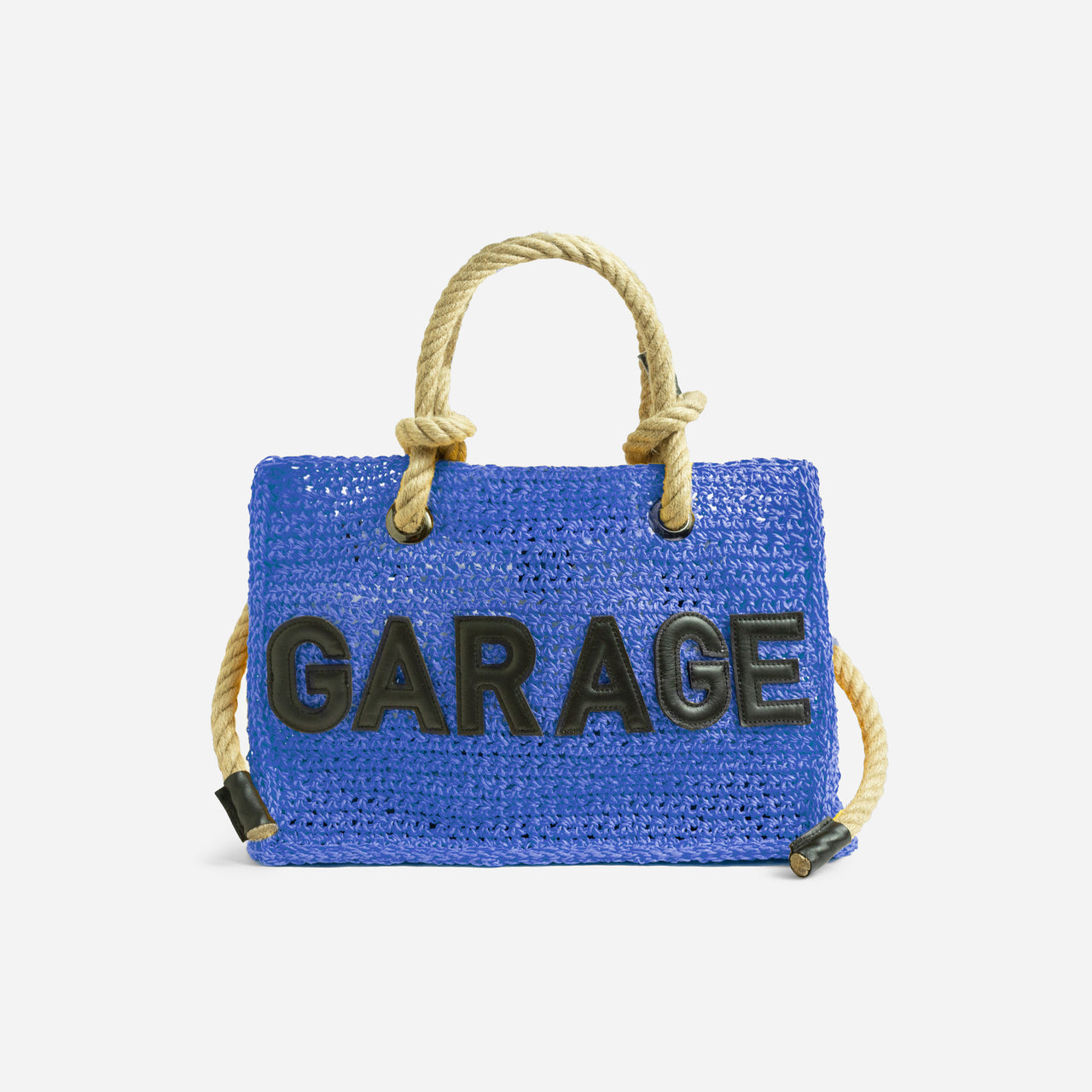 WOVEN ROPE TOTE . OCEAN